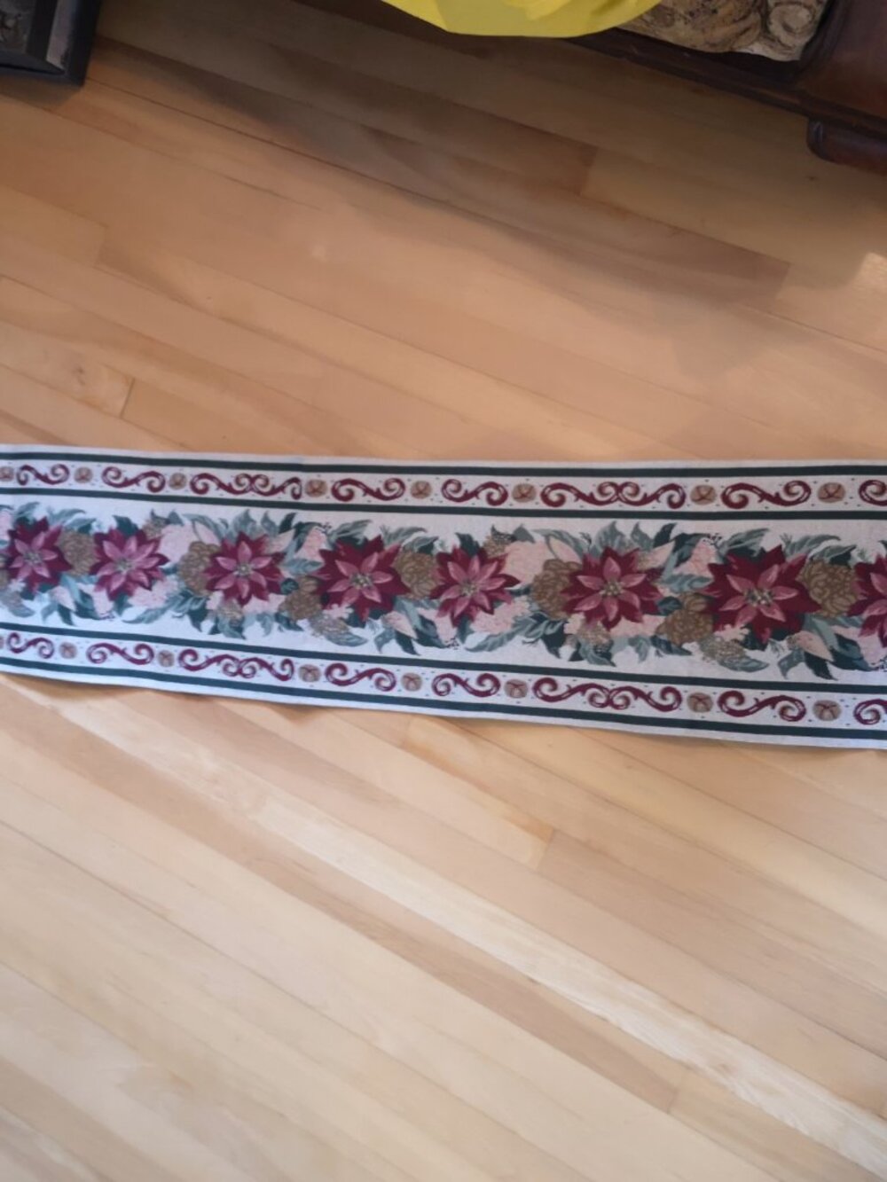 Tapestry Christmas Table Runner w/ Tassel on Ends Multi Colored 72" x 12.25"